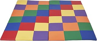 ECR4Kids SoftZone Patchwork Folding Activity Mat - Safe Tummy Time Playmat for Babies & Toddlers, 58x58 Inch