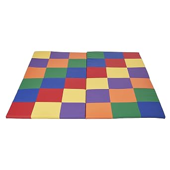 ECR4Kids SoftZone Patchwork Activity Folding Play Mat, 58in Square, Baby Essentials, Assorted