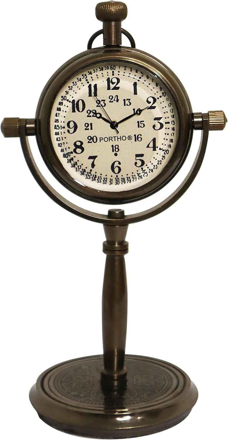 PORTHO Custom Desk Clock – Silent Table Clock for Home & Office Decor,Unique Old-School Timepiece, for Wedding Anniversary, Graduation, Valentine's Day,Special Occasions