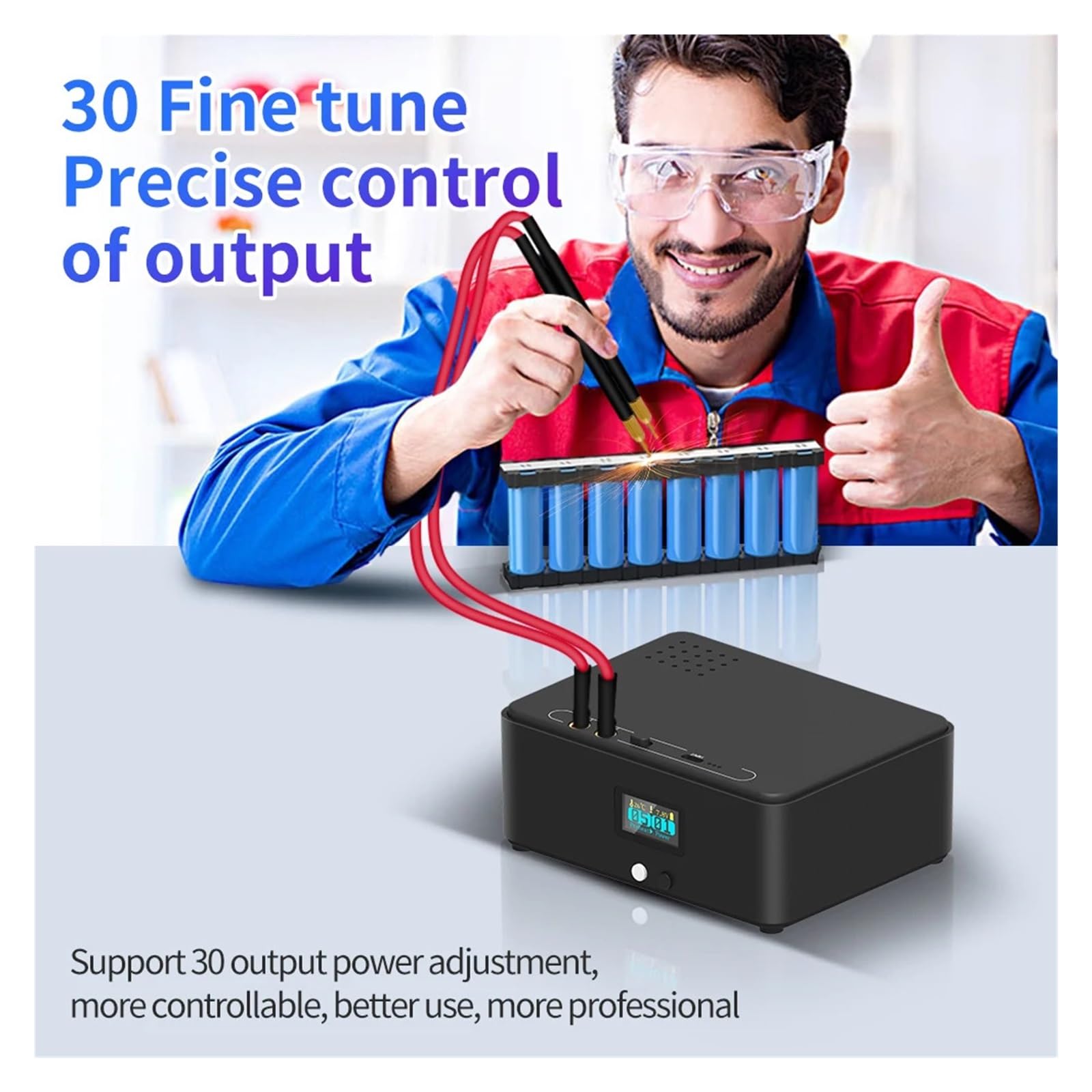 Saldatrice a punti a batteria Saldatrice a punti professionale a cristalli liquidi ad alta potenza, batteria da 11000 mAh può essere saldata con spessore 0,3 mm, saldatura di fogli di nichel per utens