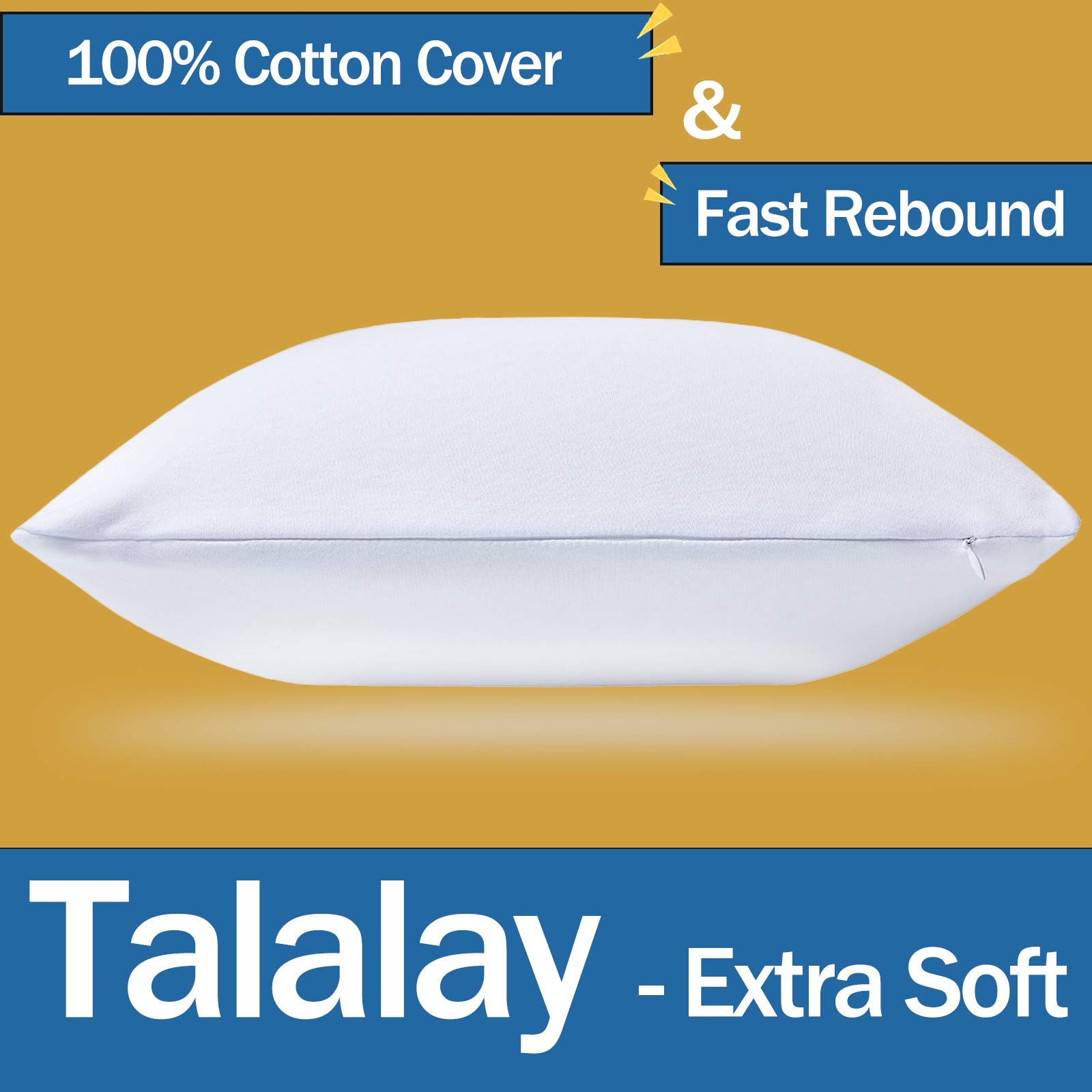 100% Talalay Latex Pillow, Medium Firmness Latex Pillow for Sleeping (Queen Size), Bed Pillow for Back, Side and Stomach Sleepers, Helps Relieve Shoulder and Neck Pain [Breathability][High Elasticity]