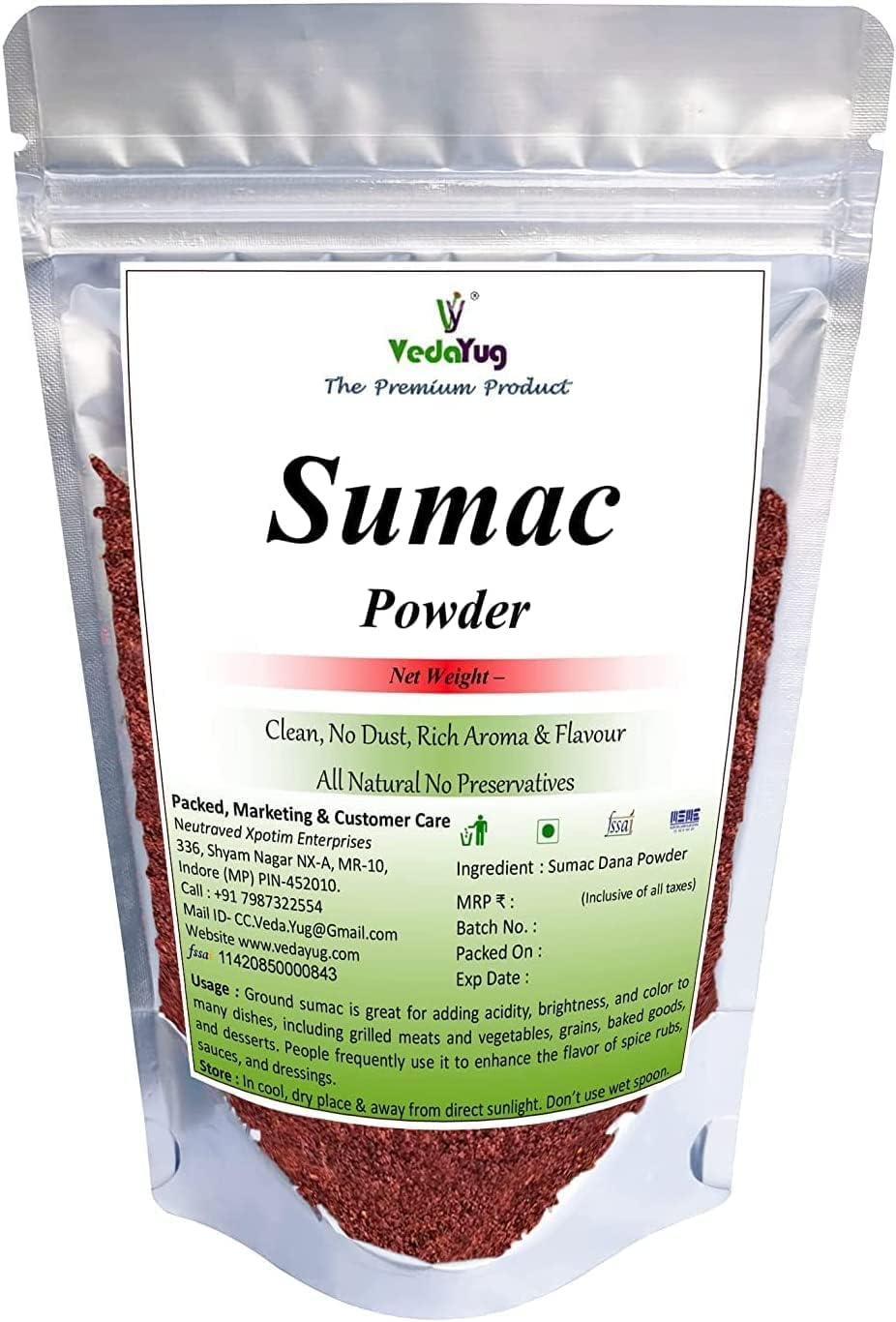 CROW VY VedaYug Sumac Berry Powder Sumac Spice Powder Sumac Powder, 100g