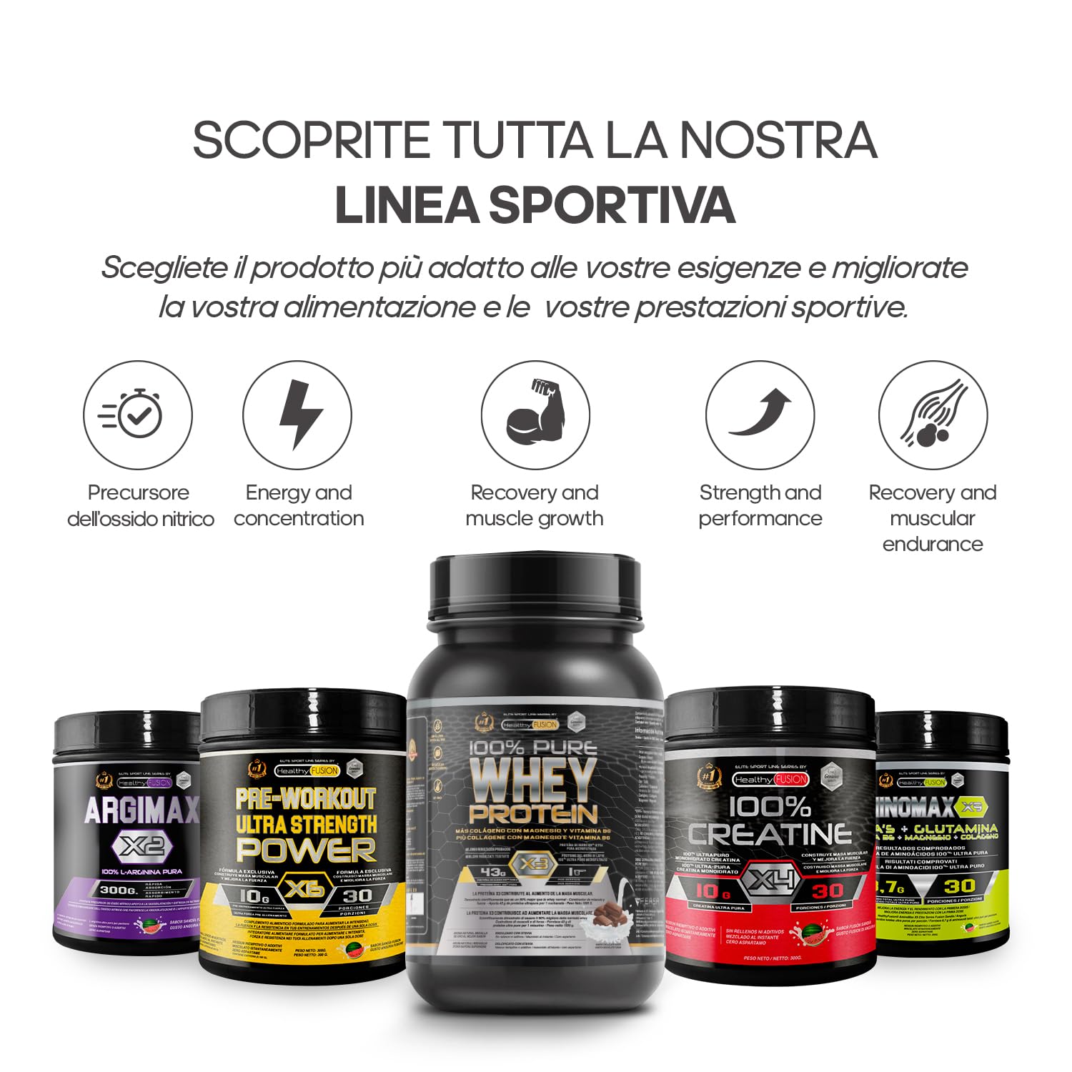 Healthy Fusion 100% Creatina Monoidrato, Alta dose | 10g di Creatina per porzione | Favorisce la crescita muscolare e migliora la resistenza fisica | Alta solubilità | 300g gusto anguria