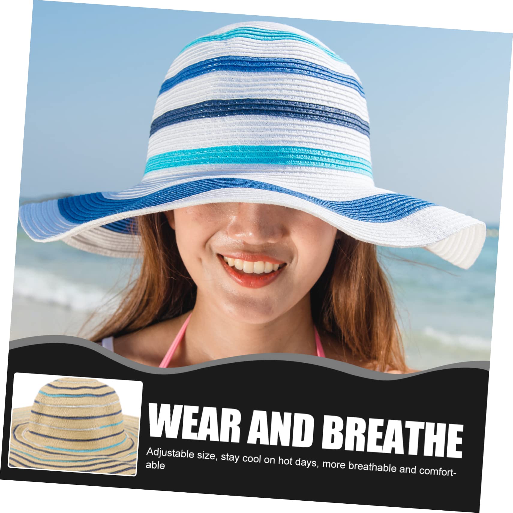 CALLARON Cappello da Spiaggia da Donna in Paglia, Visiera 17cm Pieghevole | Protezione Solare Intrecciato, Leggero e Portatile, Atmosfera Estiva, per Viaggio e Fotografia