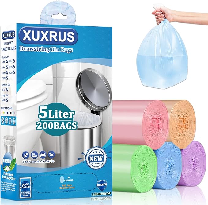 5l Bin Liners,200 Bags Small Pedal Bin Bags, Thicken Leakproof Plastic