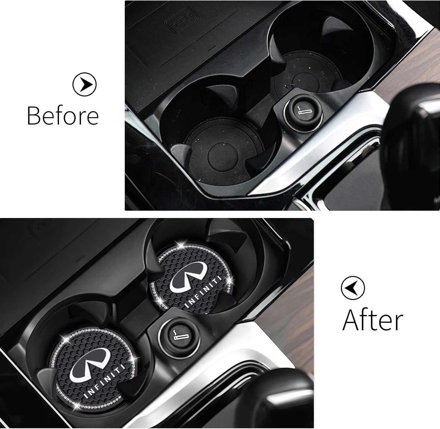 Car Cup Coaster Compatible with Infiniti QX50 Q50 Q70 Q70L Q60 QX30 QX60 QX80 Recessed Silicone Non-Slip Cup Holder Coaster Car Interior Accessories 2.75 Inch 2 Pieces…