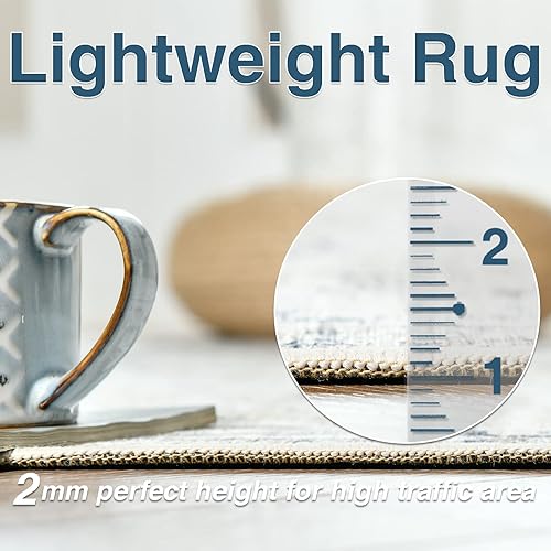 Miniatura 6 de jinchan Alfombra de pasillo de 2 x 7 pulgadas, lavable, vintage, para interiores, delgada, retro, envejecida, floral, campestre, ligera,