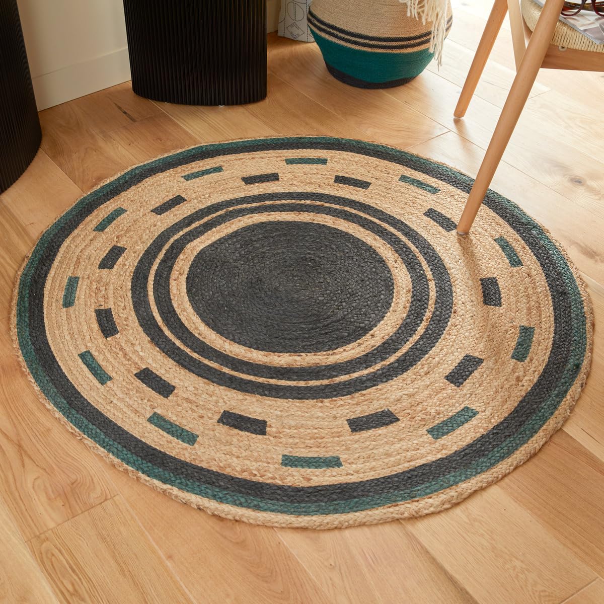 Atmosphera - Tapis malakite Jute Noir d120cm