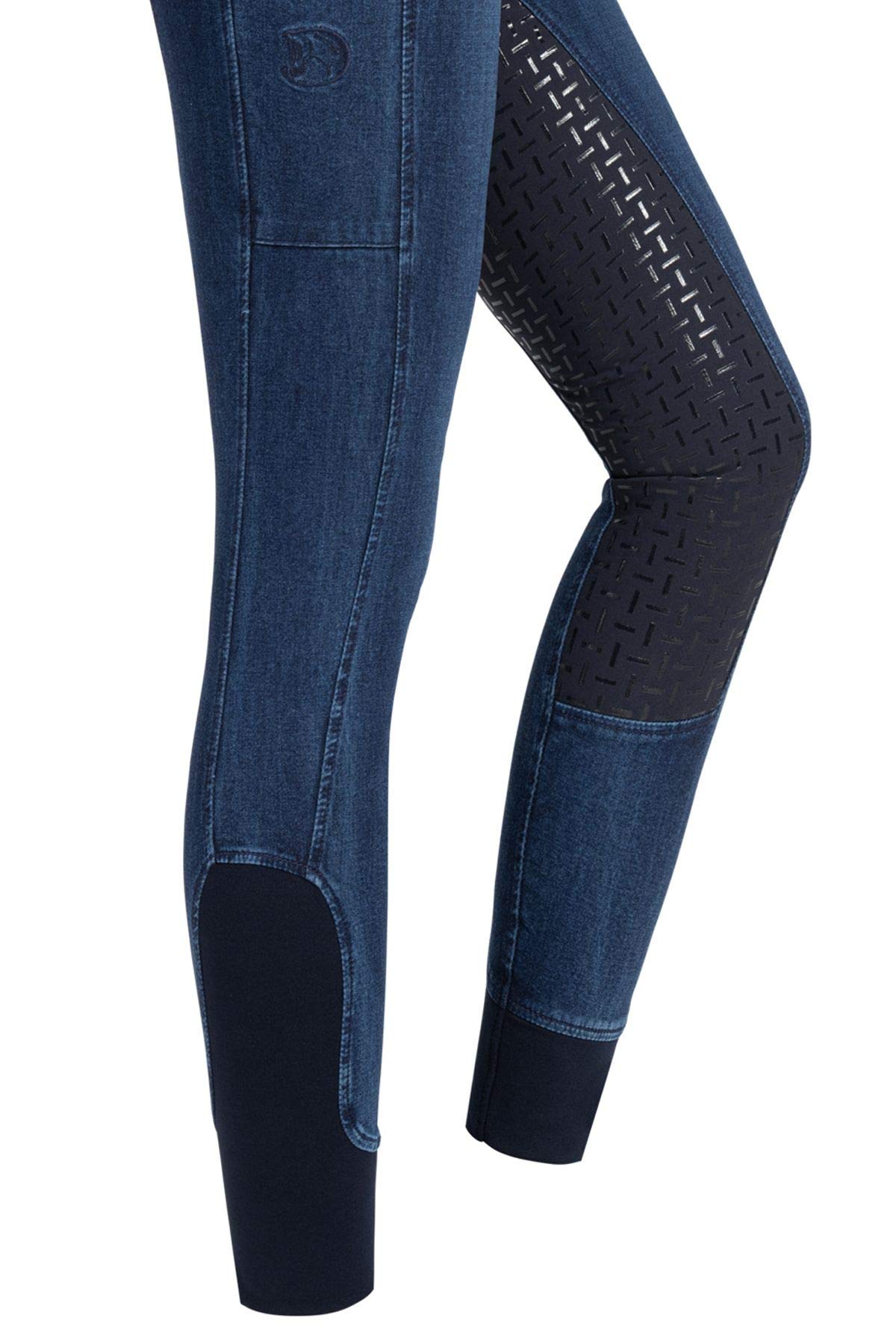 RIDERS CHOICE - Leggings de equitación de Mezclilla para Mujer con Relleno de Silicona y Bolsillo para teléfono móvil - Colección RidersDeal para Jinetes