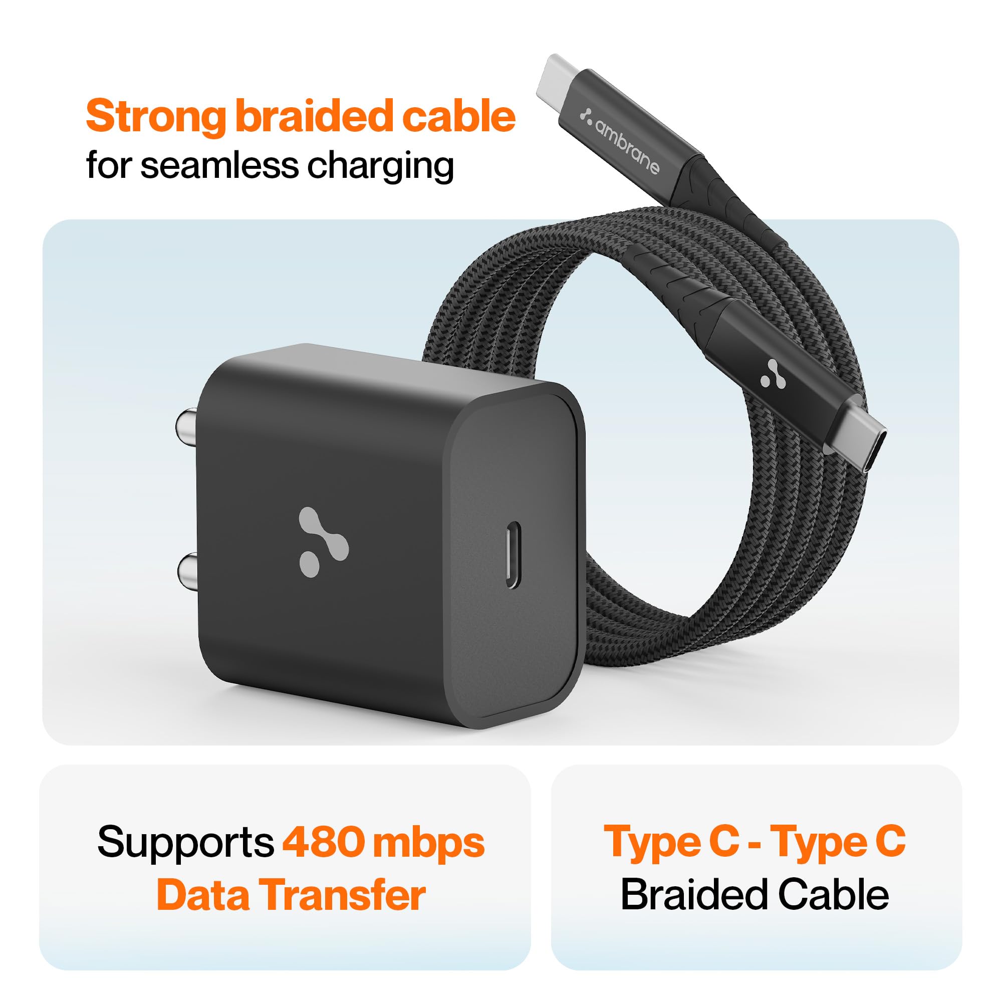 Ambrane 20W Type C Mobile Charger Adapter, Fast Charging for Android, iPhone 16/15/14/13/12/11/X (Pro,/Plus/Max Series), Samsung, Pixel & Oppo,Vivo Other Type C Enabled Devices, (M20,Black) — Amazon image 4