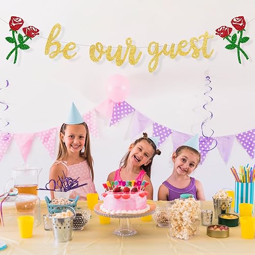 Miniatura 7 de Cartel con texto en inglés Be Our Guest Beauty and the Beast para fiestas de despedida de soltera, fiestas de compromiso