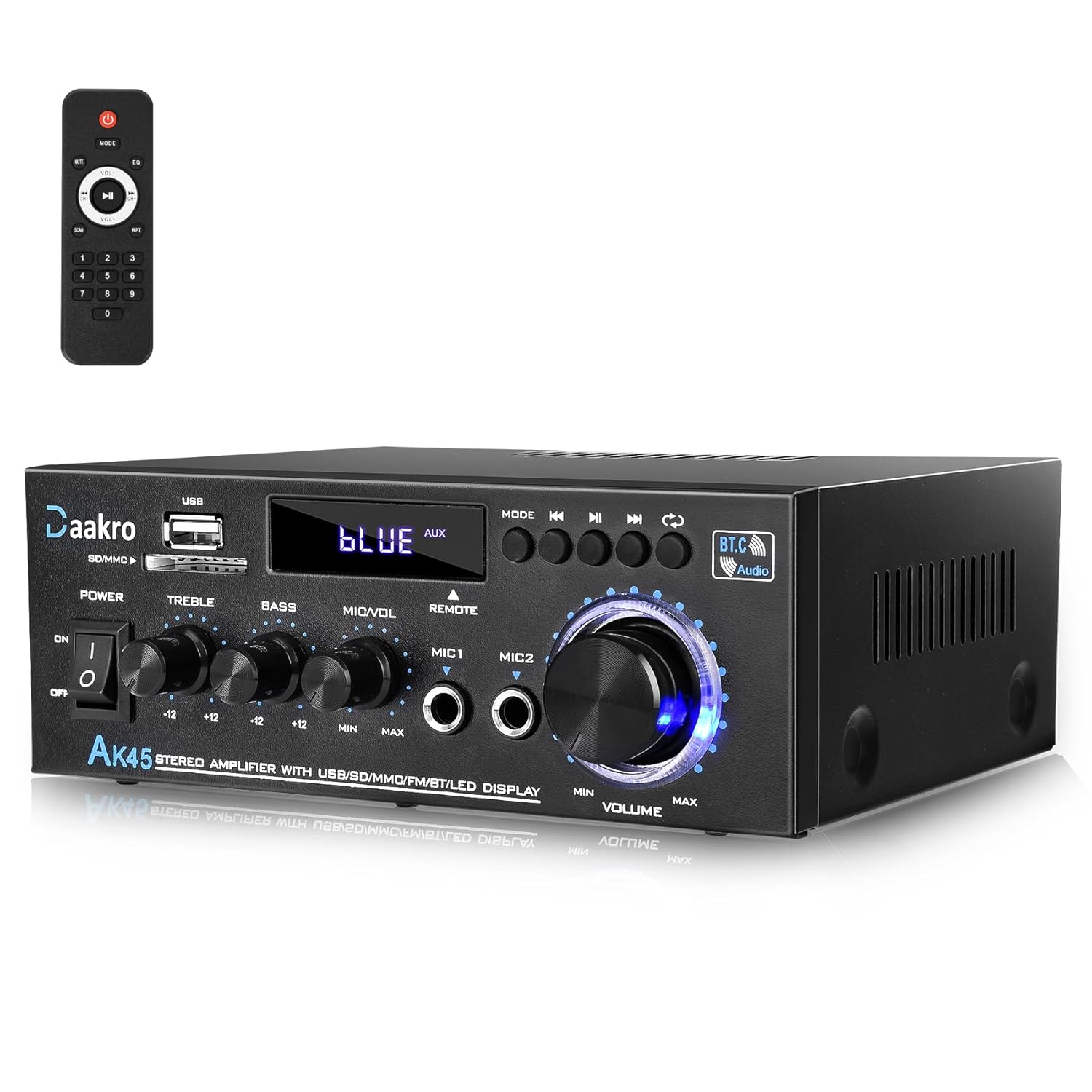 Stereo Audio Amplifier Receiver, 300Wx2 Home Dual Channel Bluetooth 5.0