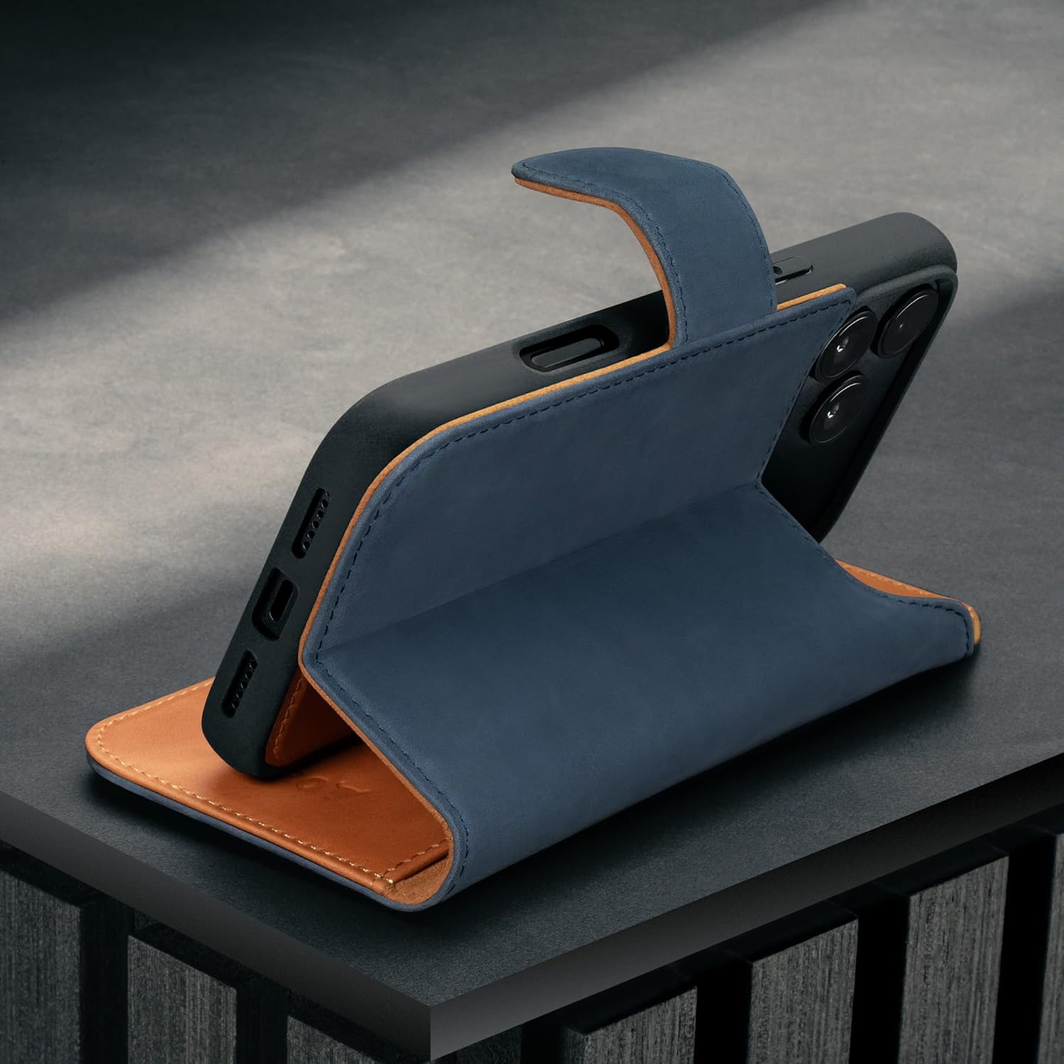 TORRO Leather Case Compatible with iPhone 17 Pro Max 6.9” 2025 – Leather Bumper Case with Detachable Wallet Cover with Stand and Card Slots (Compatible with Official MagSafe Chargers) - Nubuck Blue