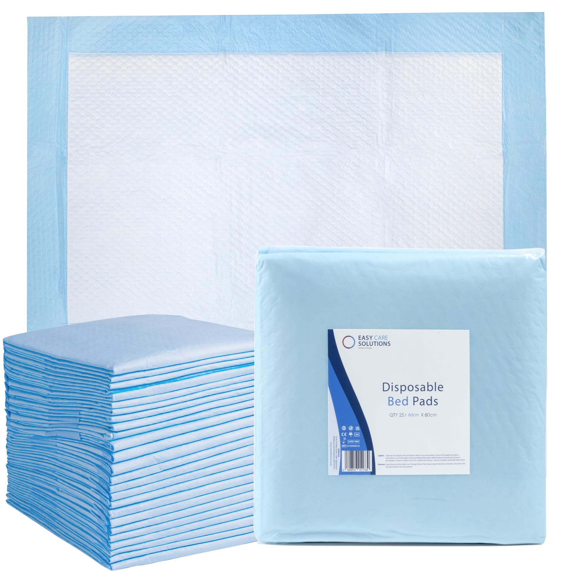 100 x Easy Care Solutions 60 x 60 cm ECO | Disposable Incontinence Bed Pads | High Absorbency Underpads, Bed Mats, Mattress Protectors, Incontinence Pads | 4 Packs of 25