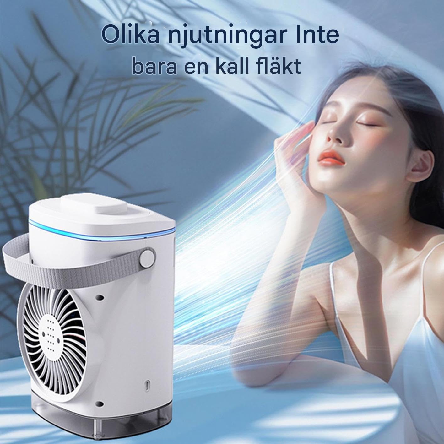 Ventilador de aire acondicionado, ventilador de refrigeración para refrigeración personal y clima de habitación, enfriador evaporativo portátil silencioso con temporizador y velocidades de