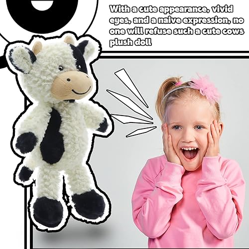Miniatura 6 de RELIGES Muñeca de vaca de peluche suave para regalo de cumpleaños para niños de 9 pulgadas