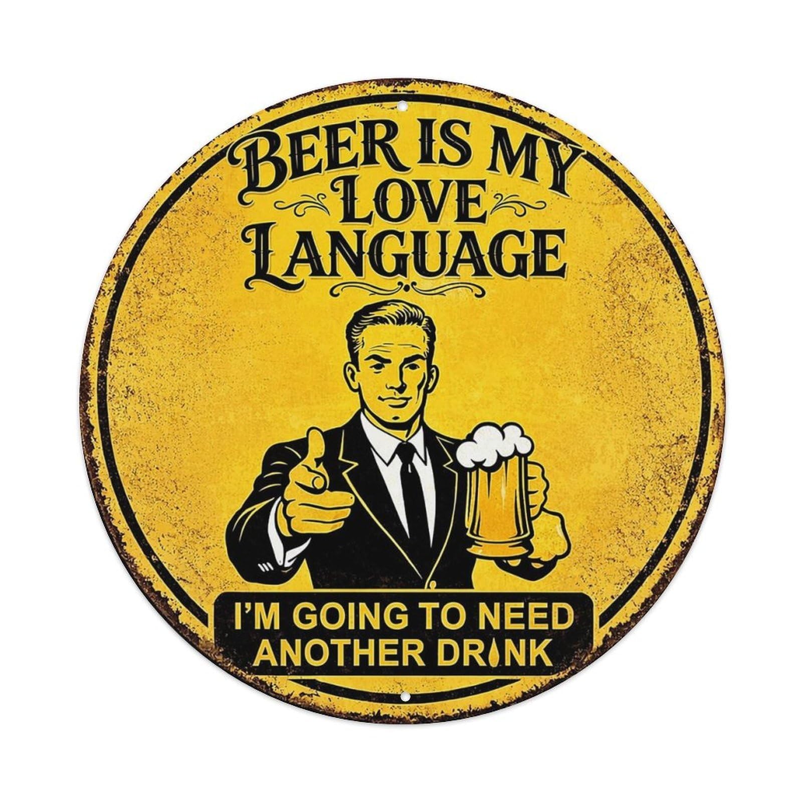 Beer Is My Love Language Tin Sign Metal Poster Vintage Metal Signs for Home Man Cave Bar Cafe Kitchen laundry room Wall Decorations 8x8 inches