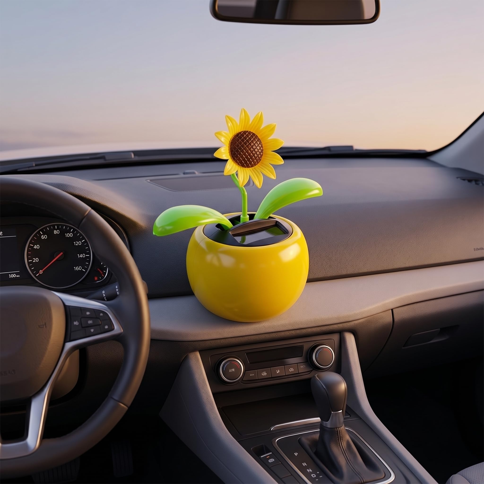 Toyvian Solarbetriebene Tanzende Sonnenblume Auto Armaturenbrett Dekoration 11.00X7.00X7.00Cm Innenraum Ornamente Energiesparende Auto-Innendekoration
