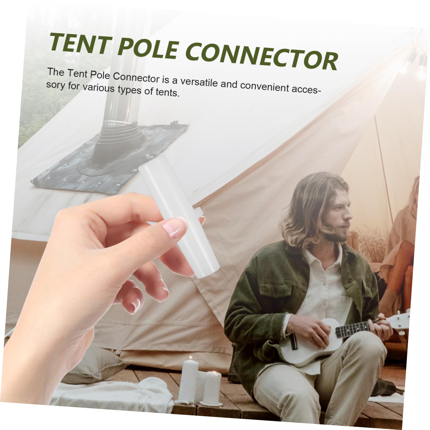 HANABASS Couvre-Pieds De Tente Poteaux Portable Accessoires De Tente De Liaison Pôle Adaptateur De Poteau Extérieur Canne À Pêche Plastique Blanche