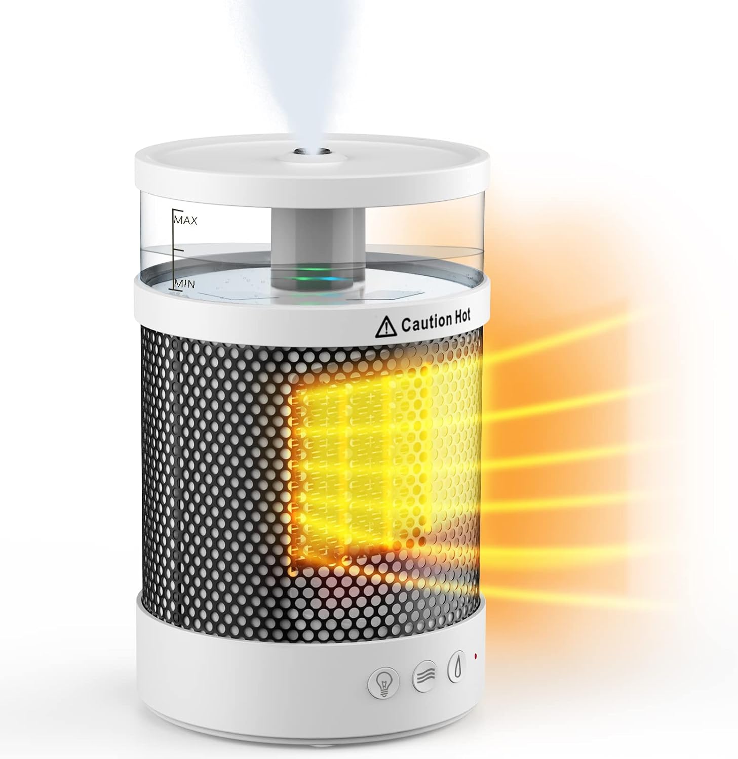 2 IN 1 Mini Ceramic Fan Heater with Humidifier, Portable Electric