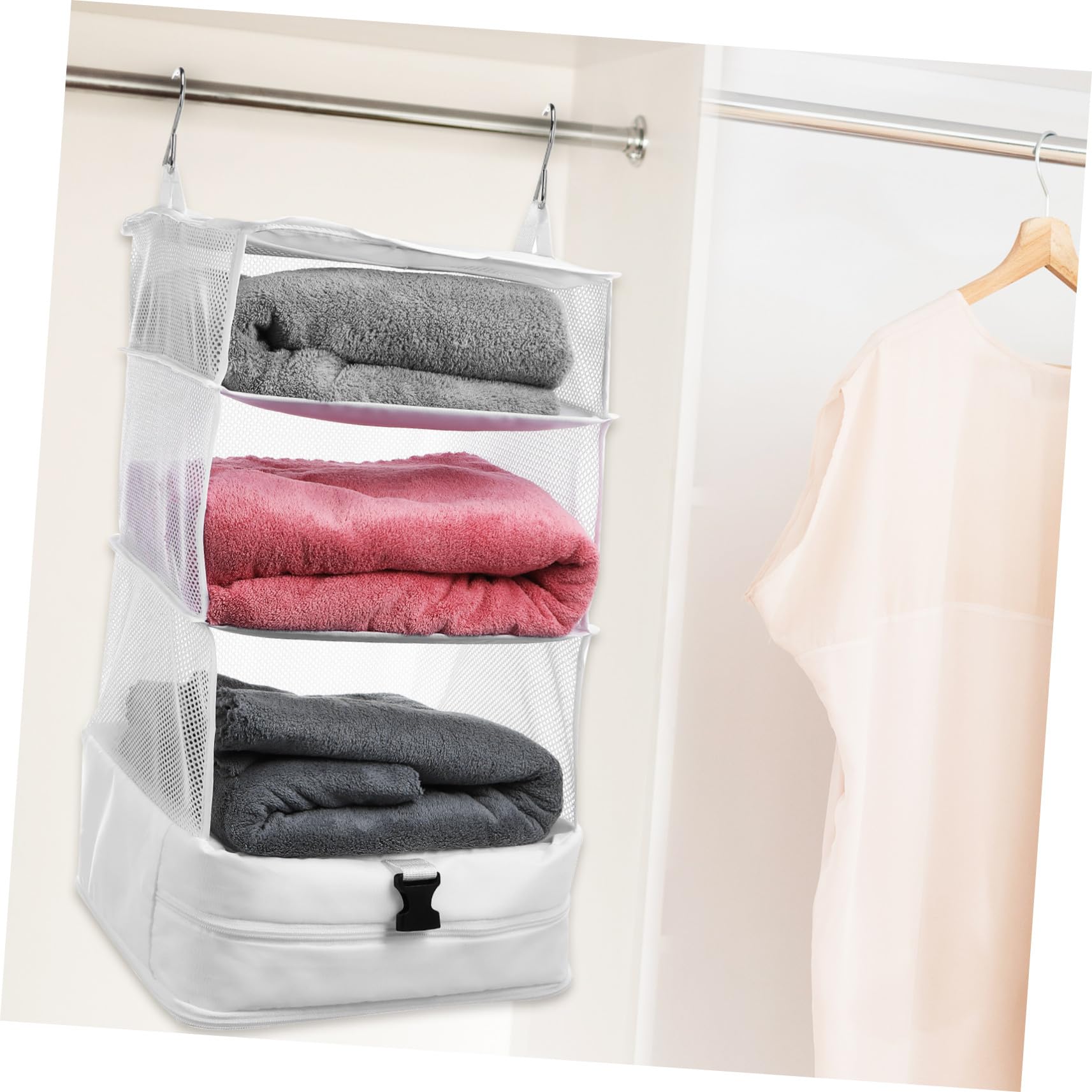 Hemobllo Organizer da Viaggio Strati con Ganci Integrati Borsa Appendibile Salva Spazio per Vestiti e Accessori in Forma Compatta per Valigie per Armadi e Viaggio