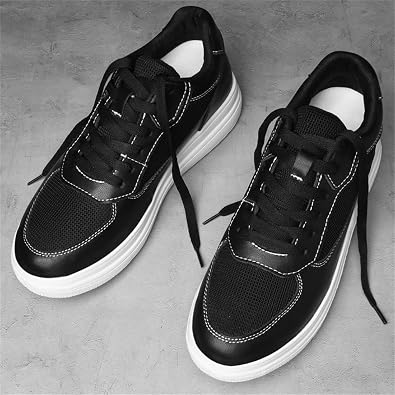 VIBLiSS Men's Elevator Shoes, Casual Invisible Height Increasing Shoes Leather Breathable Walking Trainers