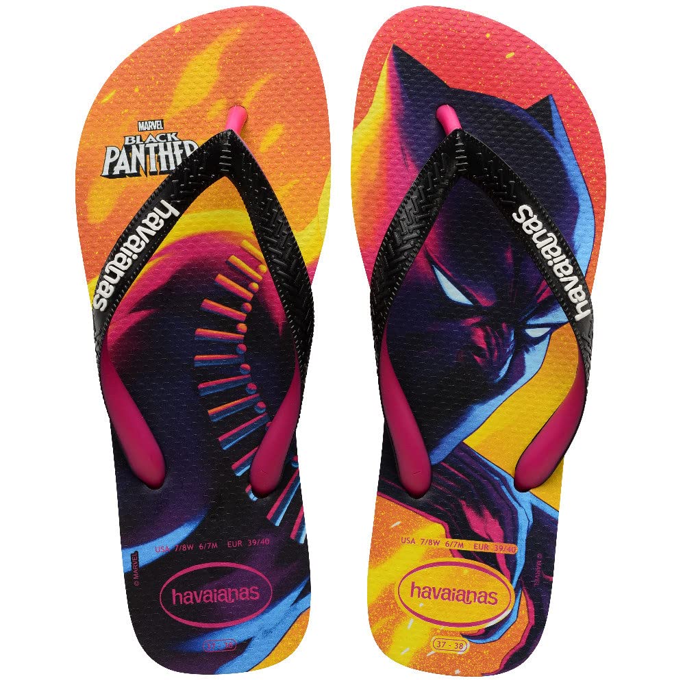 Havaianas Top Marvel Men FlipFlop Black/Pink Electric 8.5/9 UK