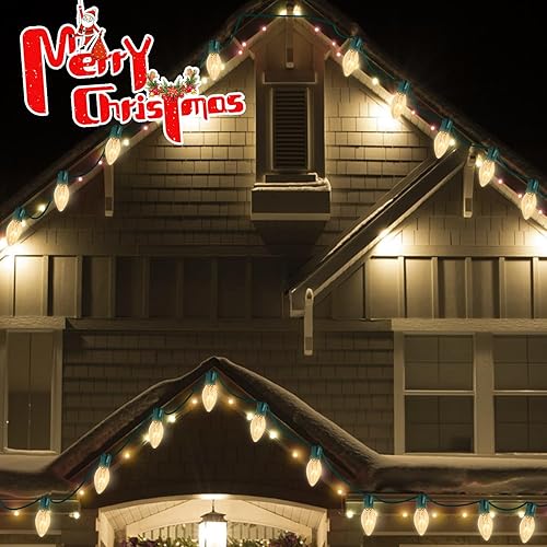 Miniatura 6 de C9 Christmas Pathway Lights, 38FT Clear Christmas Pathway String Lights with 25 Clear Bulbs and Stakes for Outdoor Walkway Driveway Backyard