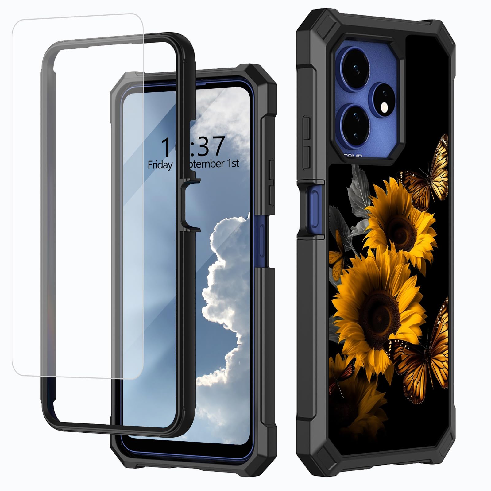 Case for Boost Mobile Celero 5G+ Plus 2024 (3rd Version) with Screen Protector,Dual Layer Structure Protection,Shock-Absorbing Corners TPU Bumper Case