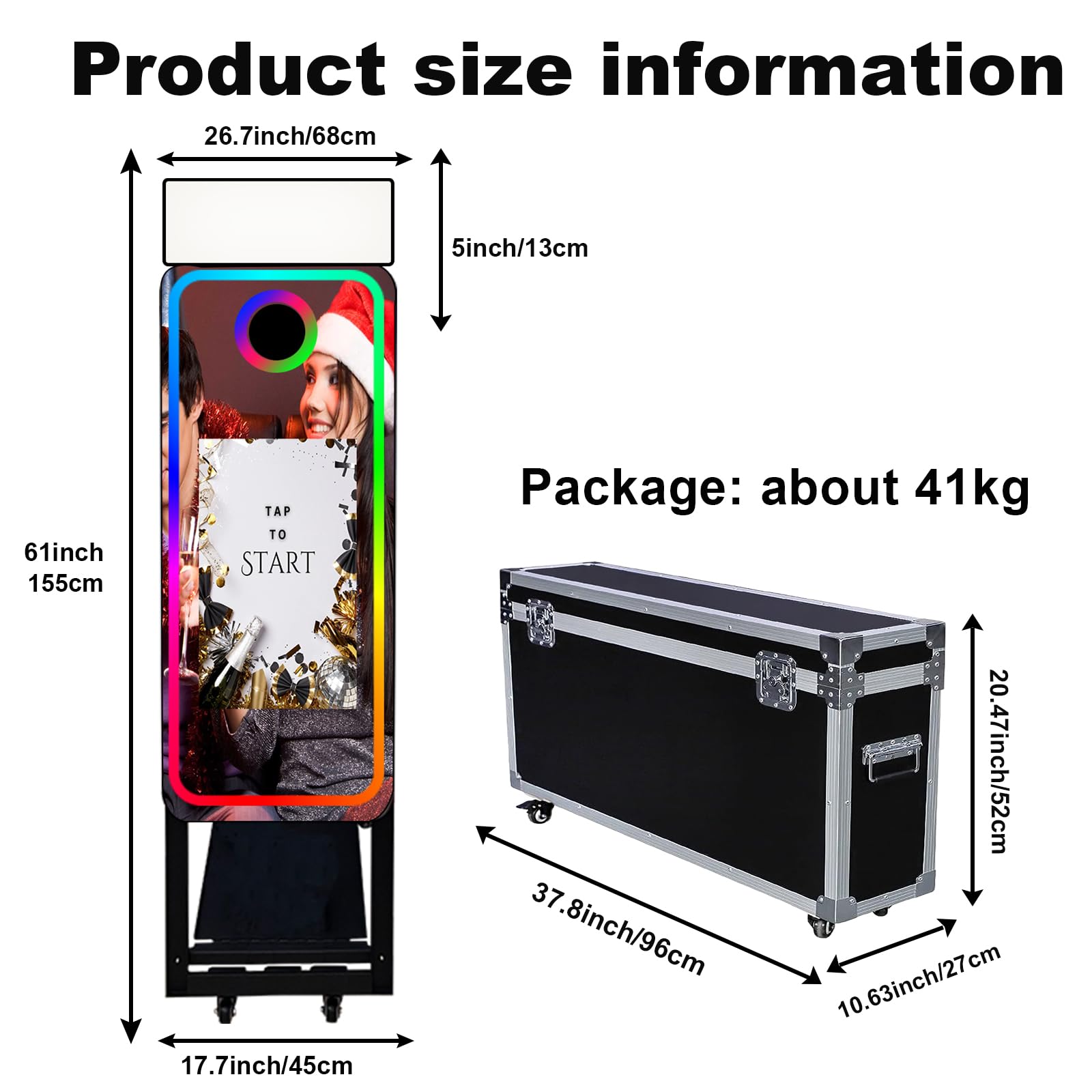 Cabina de fotos de espejo con pantalla táctil de 22 pulgadas, máquina de cabina de fotos réflex réflex digital de 40 pulgadas, máquina de fotos para bodas, fiestas, eventos (cabina de fotos