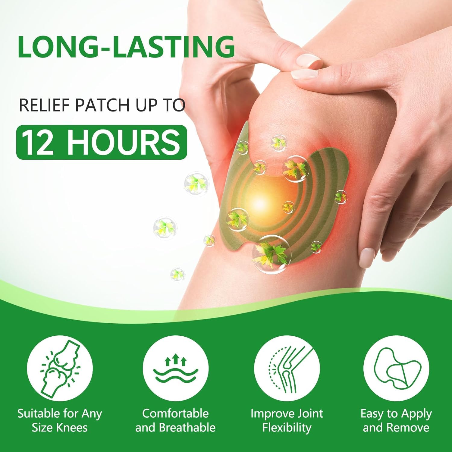 Delightbee Herbal 10 Knee Pain Relief Patch β Herbal Plaster for Joint & Muscle Pain, Quick Relief Heating Pad, Natural Pain Reliever for Knee, Arthritis, Back & Body Pain Inflammation Patch Sticker,Natural Wormwood (10 Knee Patches) 1
