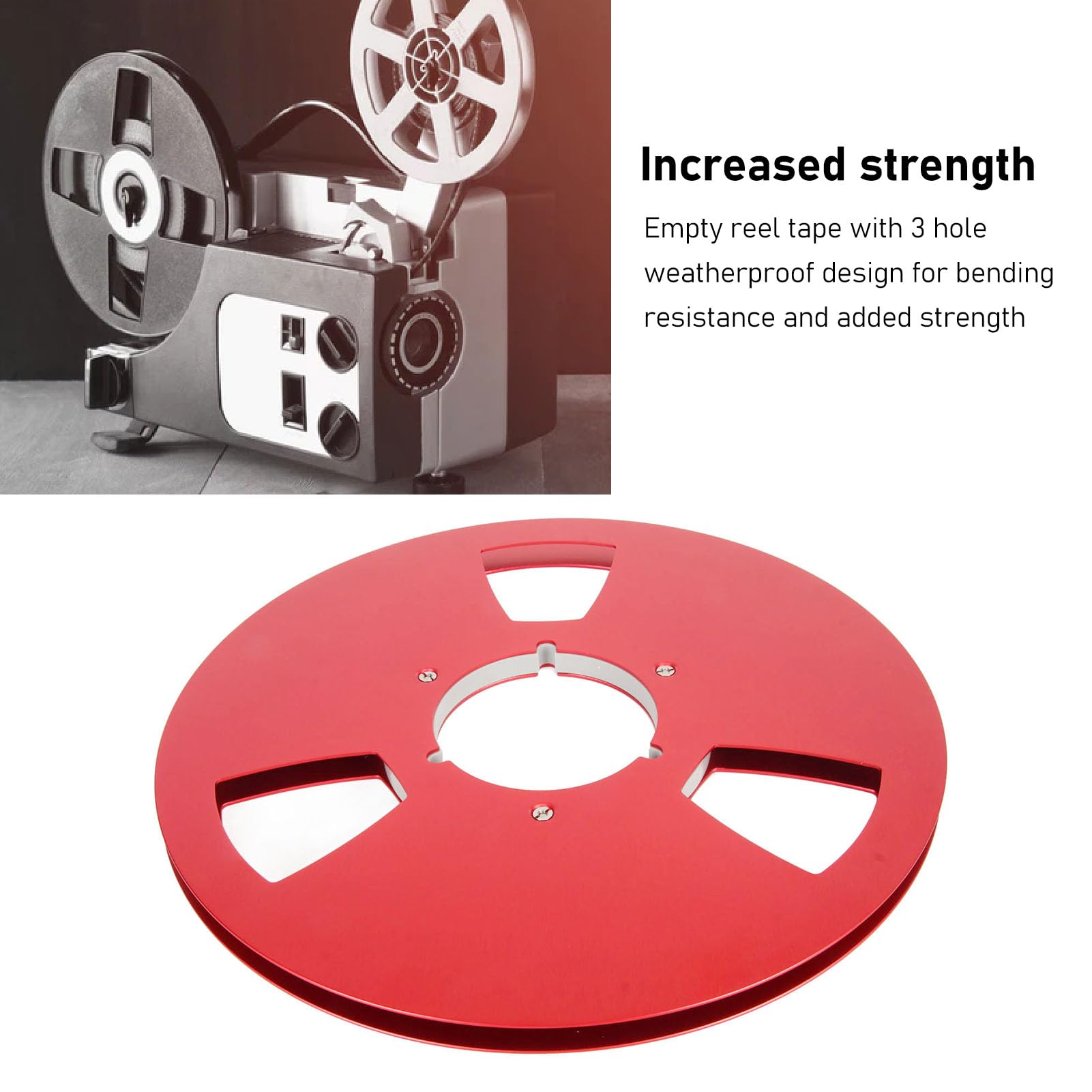 10 Zoll 1/4 Zoll Leere Bandspule für den Austausch Aller Offenen Spulenmaschinen, 3 Windwiderstandslöcher, Aufwickelspule aus Aluminiumlegierung für Aufnahmen, Professionelle (Rot)