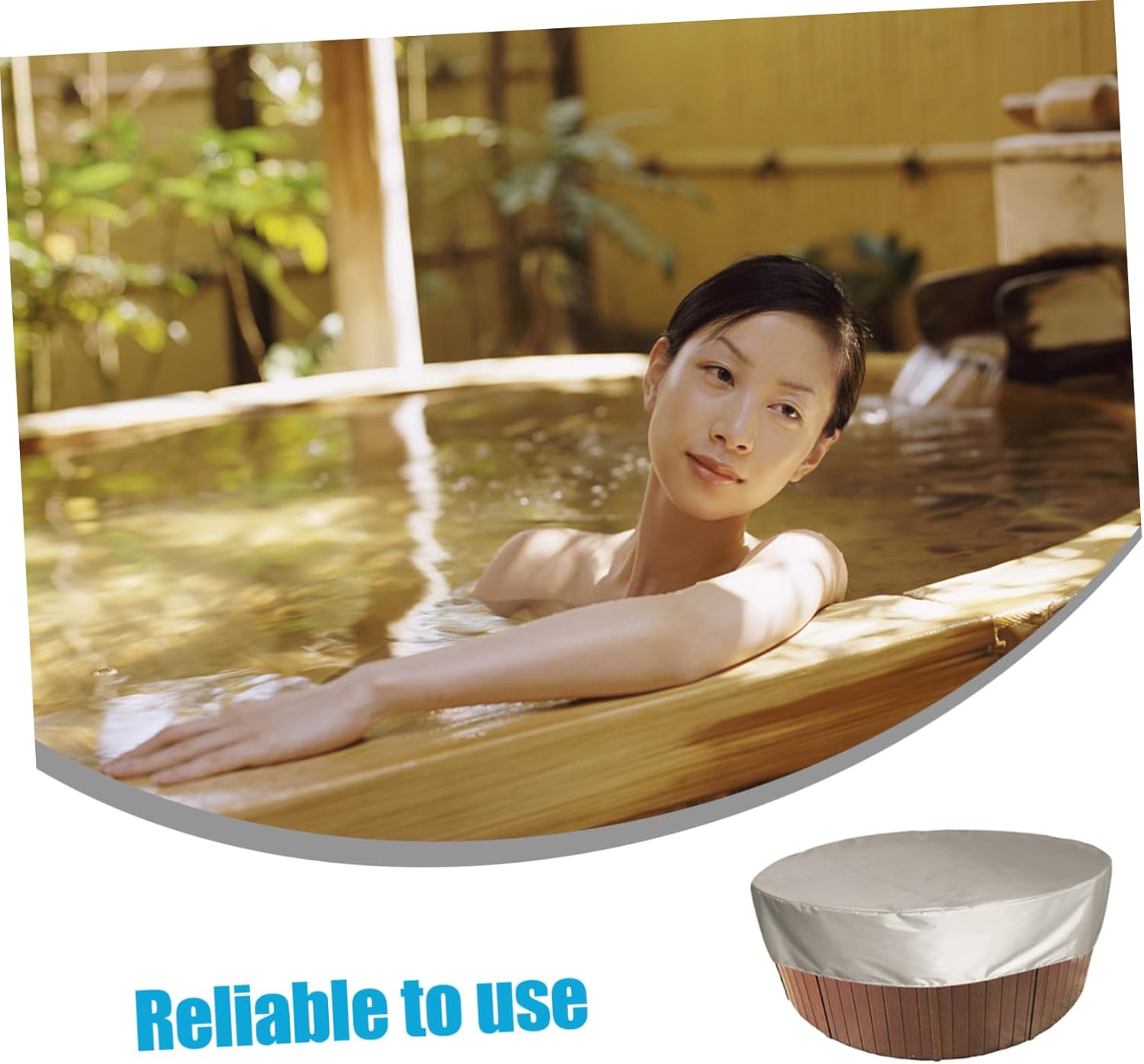 1Pc Round Hot Tub Cover Outdoor Cap for Hot Tubs Durable Weatherproof Portable and Easy to Clean Protects Against Rain Sun and Debris