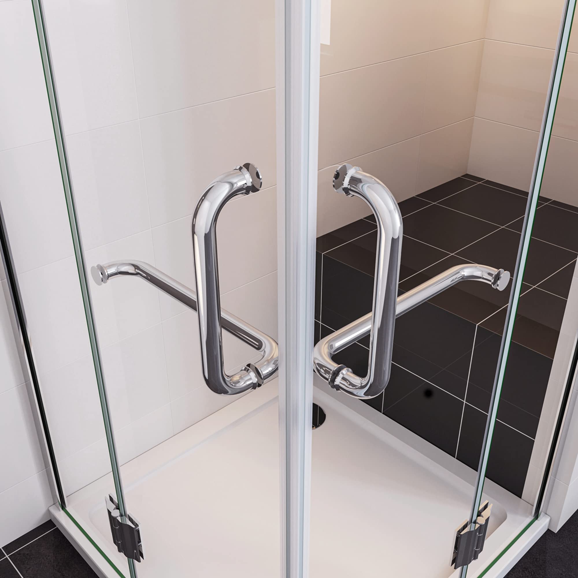 Box Doccia Angolare Porta Battente 80x80x190cm Pareti Fisse Vetro 8mm Barra