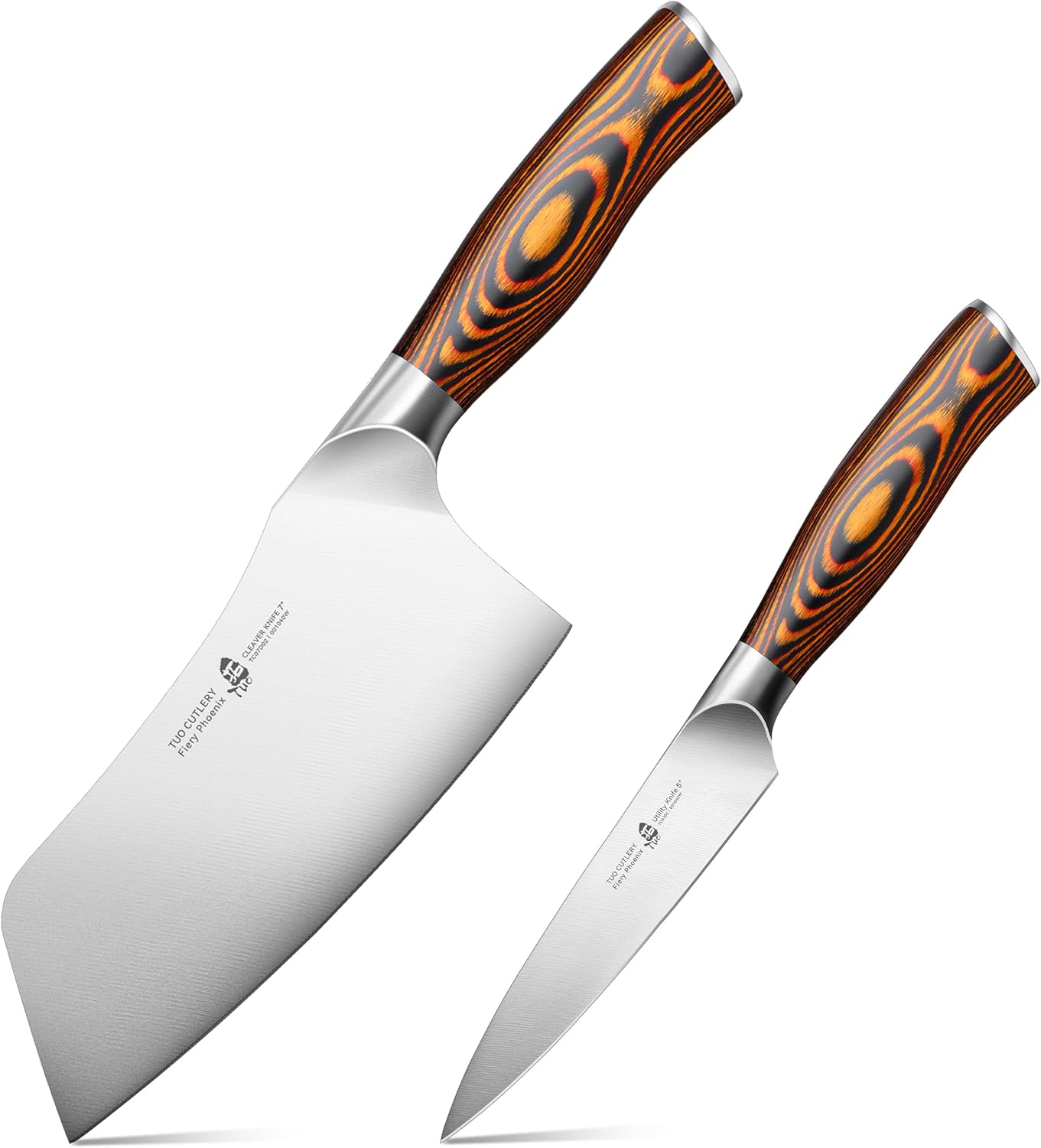 TUO 7 inch Cleaver Knife and 5 inch Utility Knife, German Steel