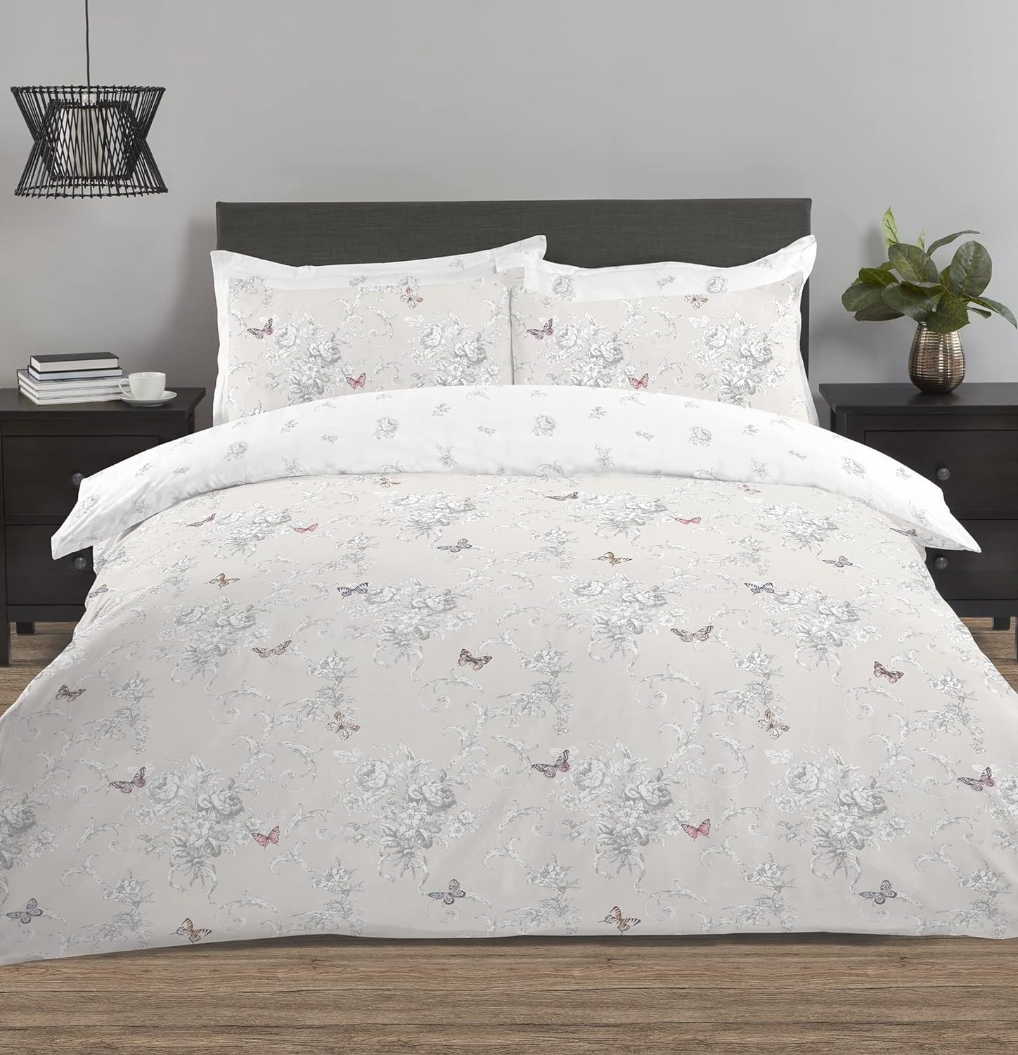 Maque Beige Super King Duvet Cover Print Bedding Set Soft Cozy Microfibre Reversible Duvet Covers 260X220 With Zipper Closure And 2 Pillowcases 50X75cm