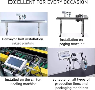 Line Inkjet Coder, Industrial Inkjet Printer, 12.7/25.4mm Automatic Coding Machine Expiry Date Printer Online Quick-Drying Inkjet Coding Machine for Barcode/Batch,25.4MM