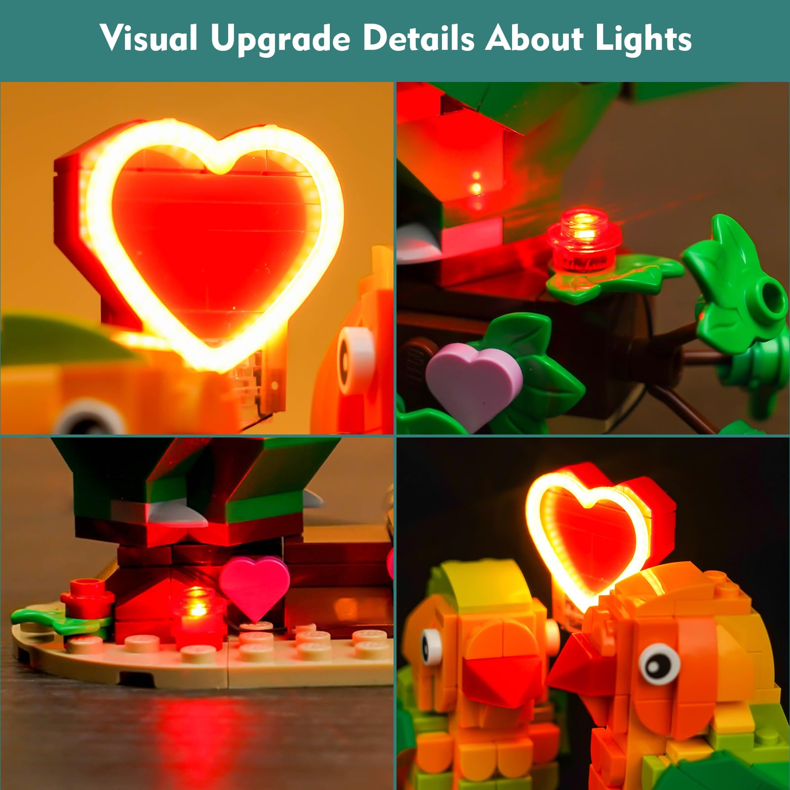 VONADO LED Light Kit Compatible with LEGO-Valentine-Lovebirds-40522 (Lights Only, No Models) Creative Lighting Set Accessories Compatible with Lego Love Birds 40522 Valentine Lovebirds 40522 Set