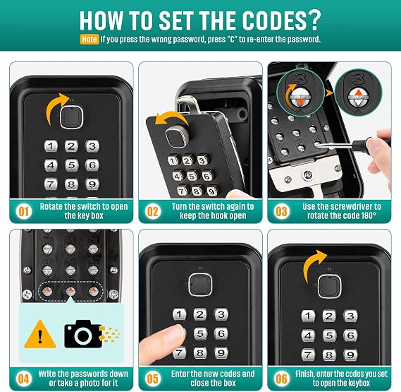 Portable Key Lock Box, Lockbox for Keys with Code Hide a Key Outside