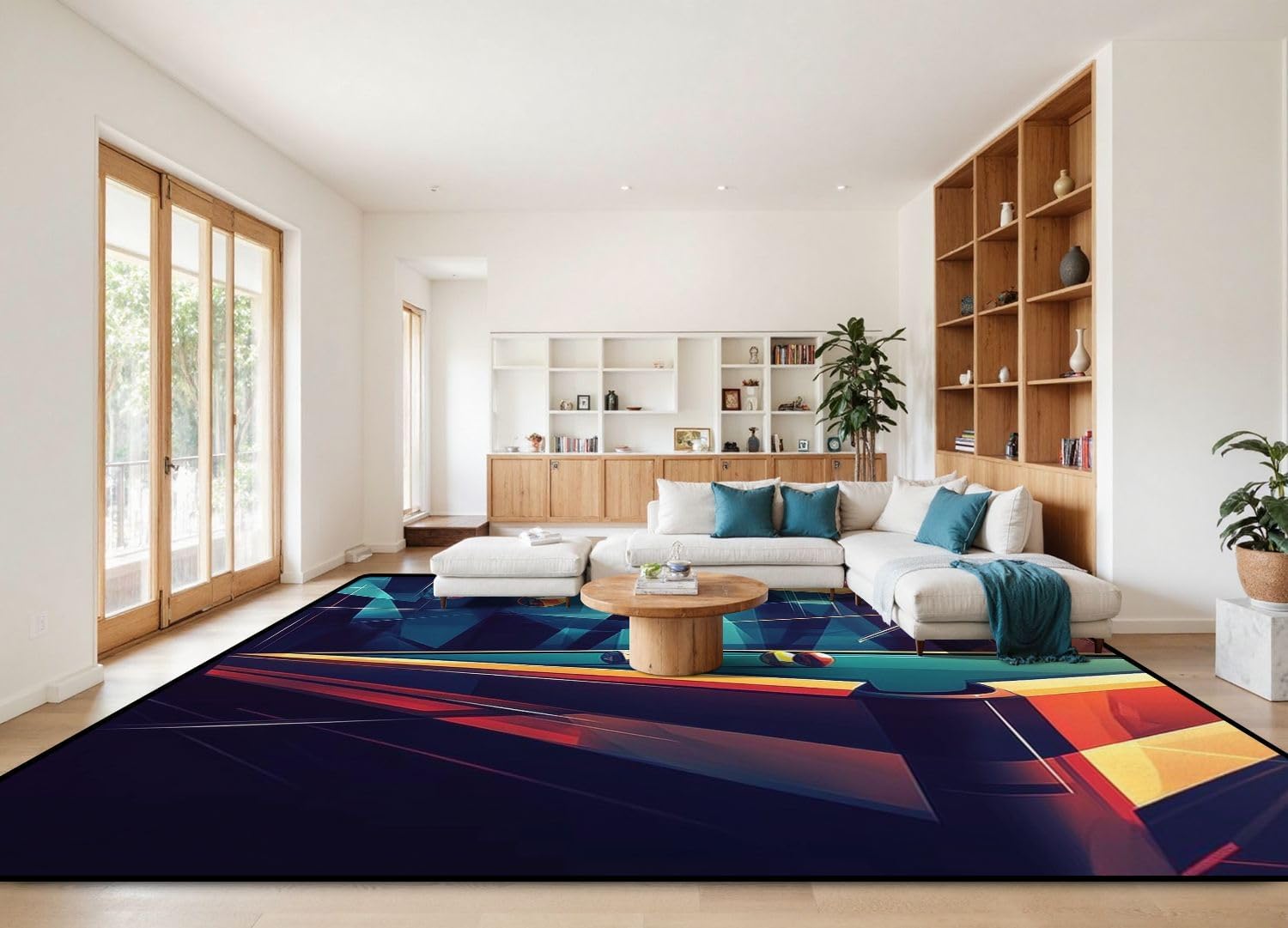 10x14 Area Rugs for Living Room Cool Billiards Ball Pool Snooker Billiard Table Balls Geometric Lines Washable Large Area Rug for Bedroom Non Slip Outdoor Carpets Soft Mats Kitchen Home Office Decor