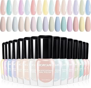 Morovan Fingernail Nail Polish Set: 15 Colors Pastel Macaron Nail Polish...
