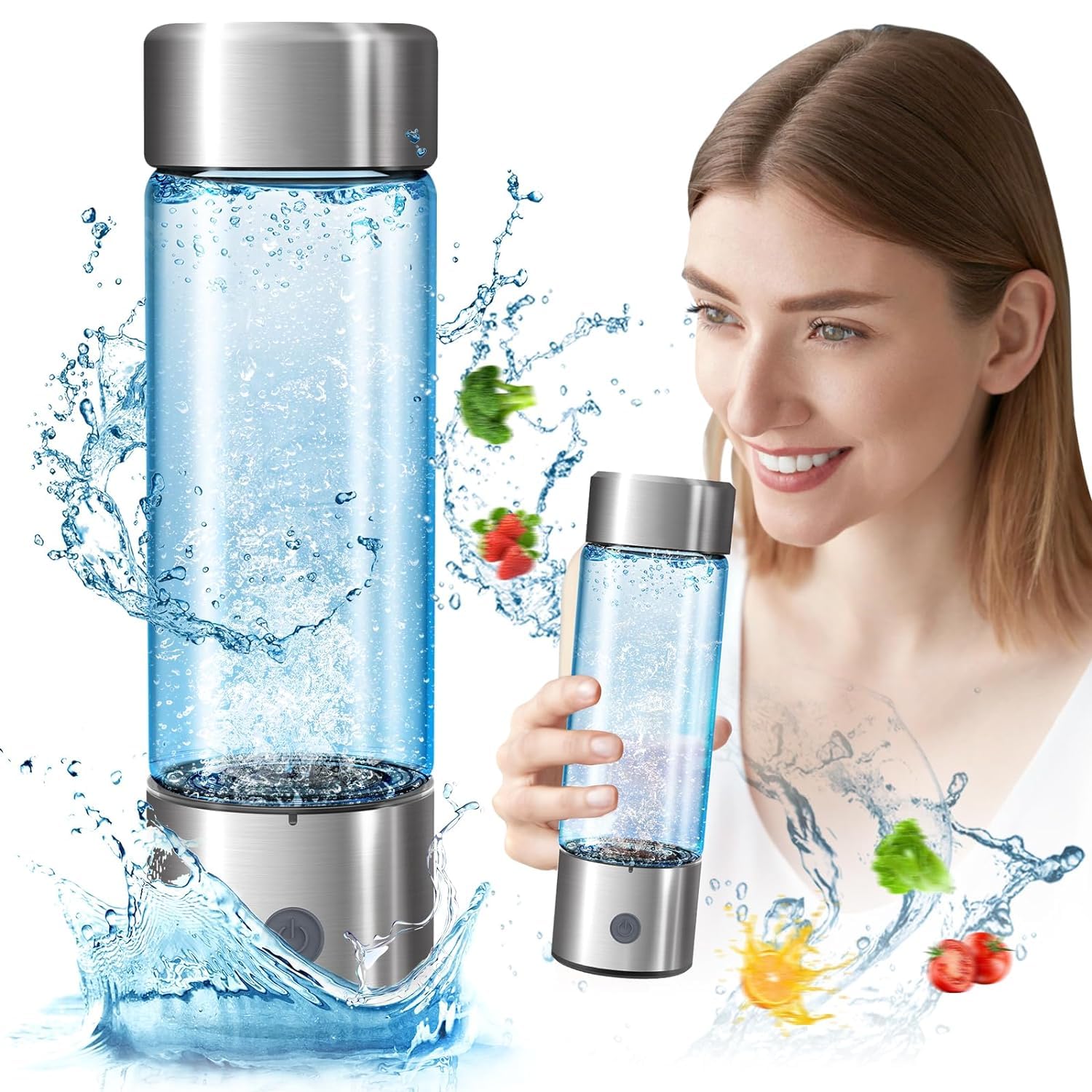 Hydrogen Water Bottle, Portable Hydrogen Water Bottle Generator, Ion Water Bottle Improve Water Quality in 3 Minutes, Water Ionizer Machine Suitable for Office, Travel and Daily Drinking