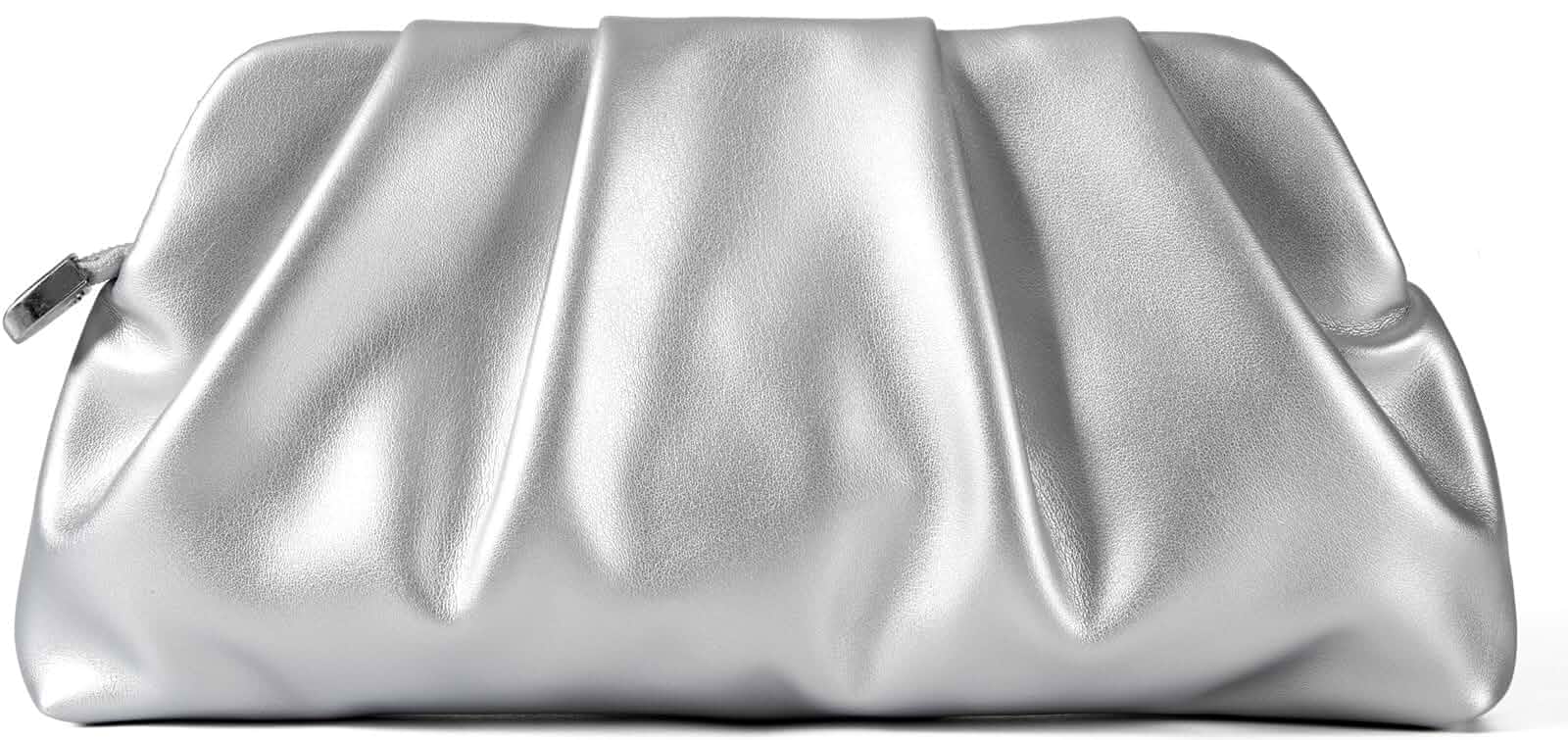 FanChris Evening Bag for Women Ruched Clutch Purse Detachable Metal Chain Crossbody Bag