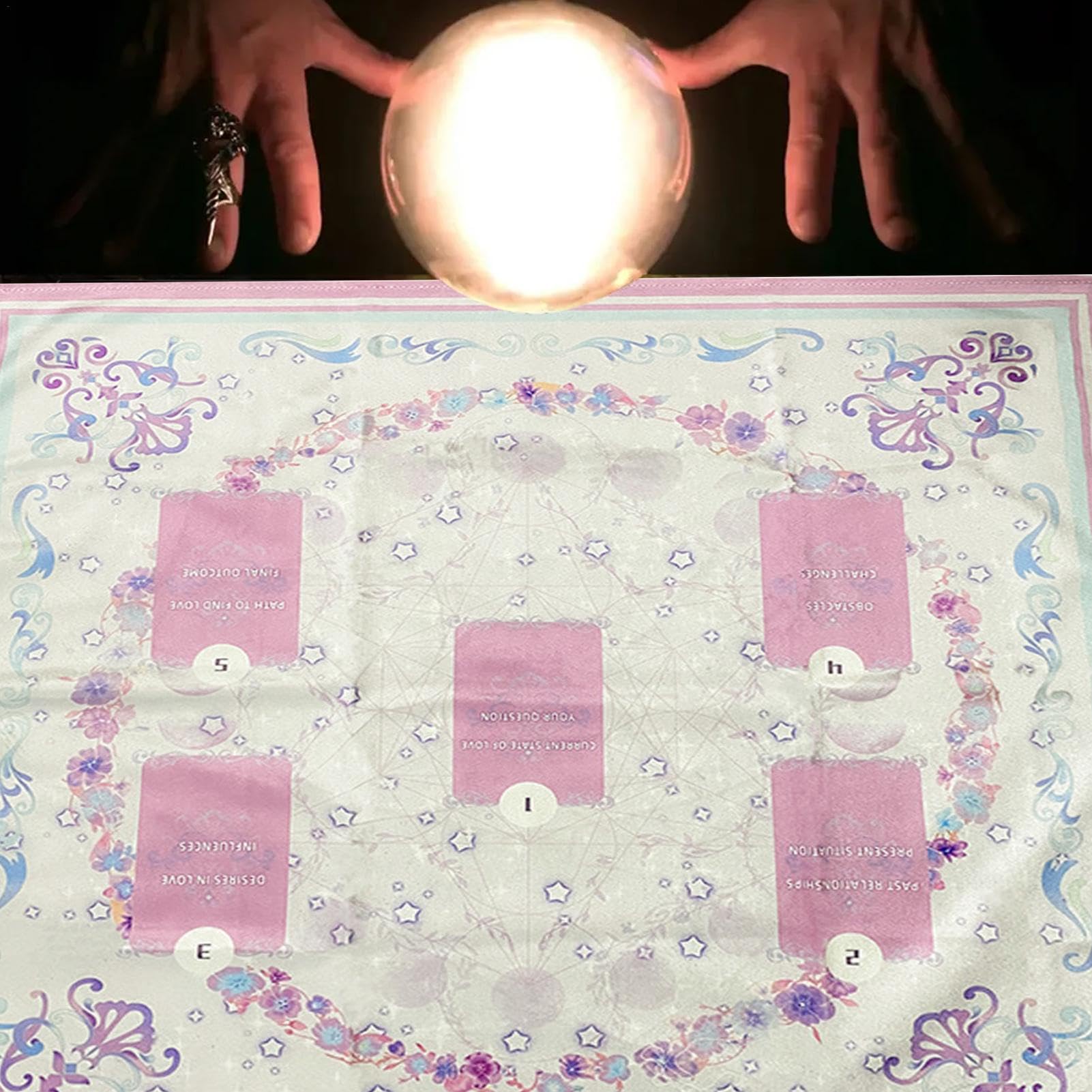 Telo Per Tarocchi Nero Con Simboli Luna E Sole - Tappetino Divinatorio Portatile Per Letture