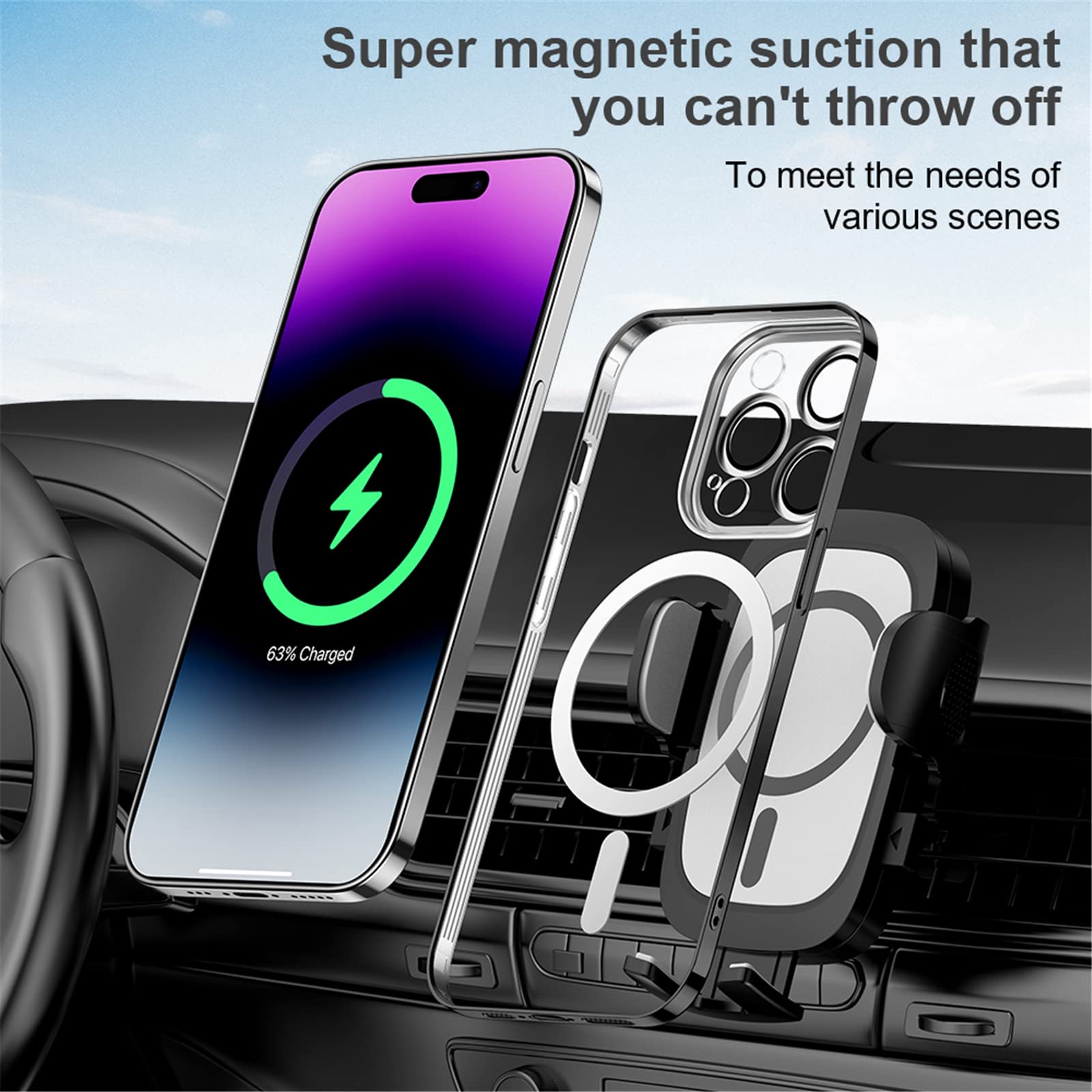 ORDA Custodia Magnetica Per IPhone 11 Pro Max Con 38 Magneti - Compatibile MagSafe, Traslucida Opaca, Antiurto Con Airbag Angolari, Nero