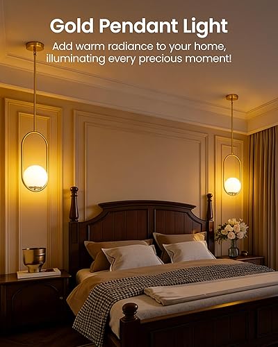 Miniatura 7 de Yunnix Luces colgantes para isla de cocina, lámparas colgantes, moderna iluminación colgante de cristal con globo dorado, candelabro de latón de