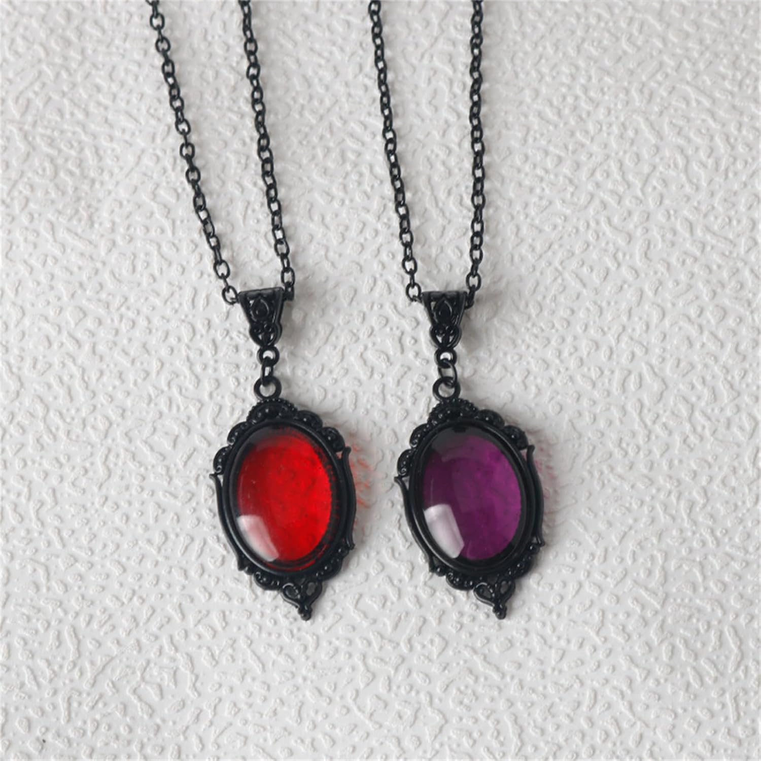 Gothic Crystal Necklace for Women Vintage Punk Blood Red Purple Cabochon Pendant Necklace Hip Pop Dark Goth Necklace Mystic Witch Jewelry Halloween Costume Jewelry Gift - Image 4