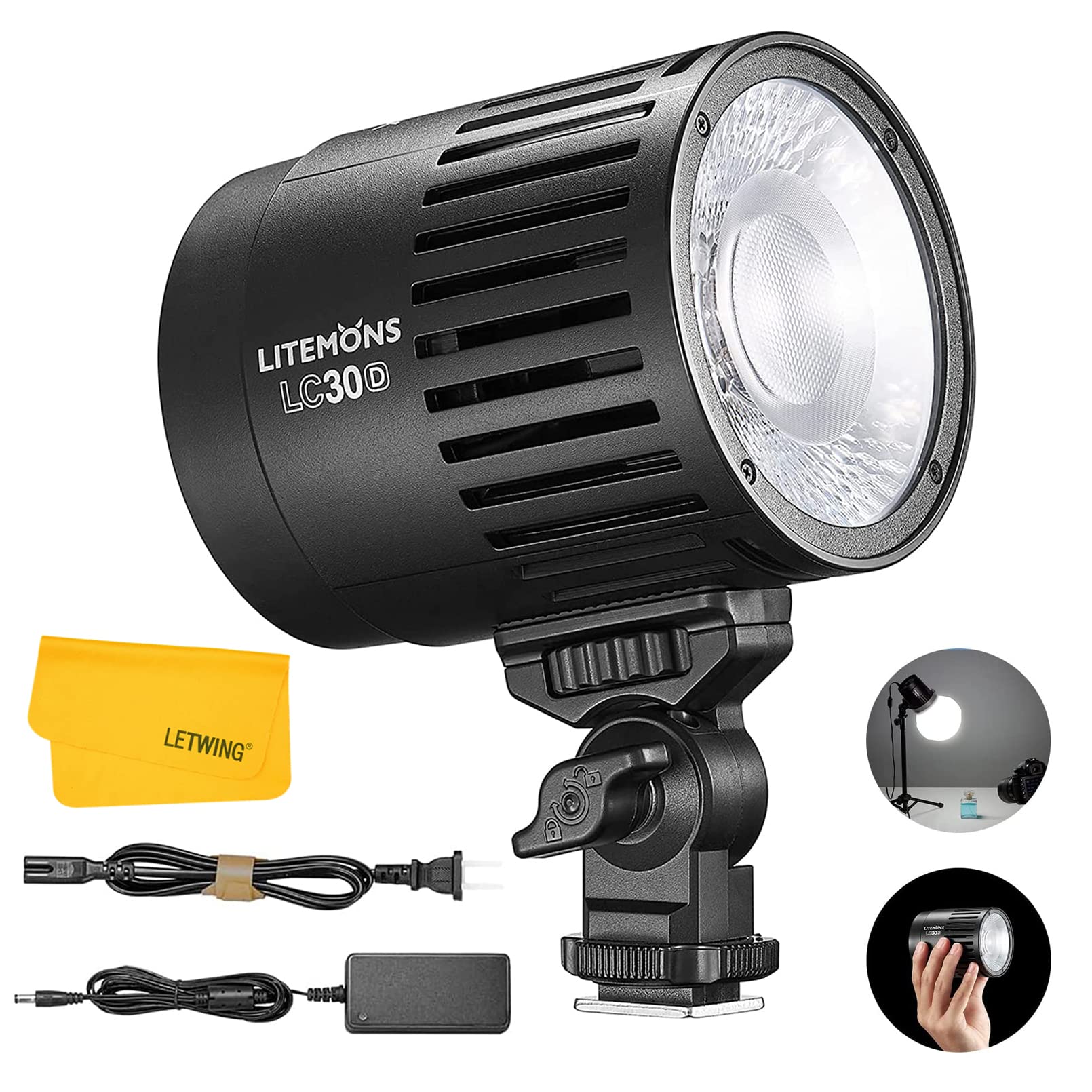 Godox LC30D Litemons Lampada da Tavolo a LED, CRI 95+/TLCl 96+, 8 Effetti di Luce Preimpostati, Dimensioni della Tazza, luce a LED per Riprese Desktop, Streaming Live, Fotografia di Piccoli Prodotti