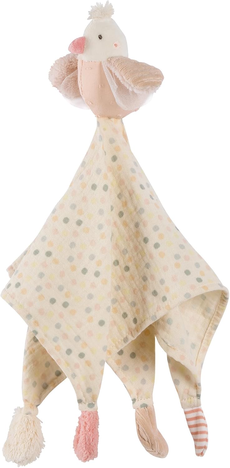 Fehn Muslin Comforter Bird – Playmate, Sleep Aid & Comforter Blanket with Cotton Muslin Cloth & Cute Toy Figure for Cuddling & Grasping – for Babies and Toddlers from 0+ Months