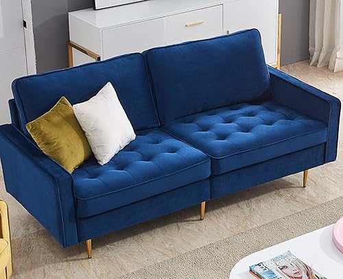 blue velvet sofa modern